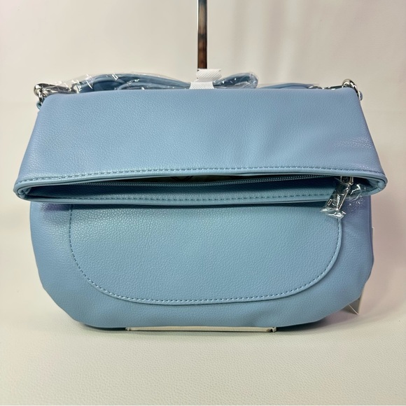 WOMEN’S NEW MODA LUXE VEGAN LEATHER BLAKE CROSSBODY SKY BLUE - Picture 4 of 13